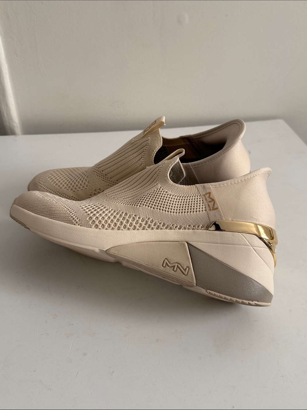 Skechers Cream Slip-On Knit Sneakers - Picture 6 of 11
